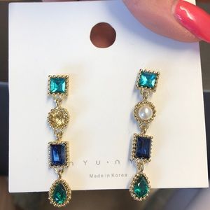 Beautiful Asymmetrical Jeweled Earrings